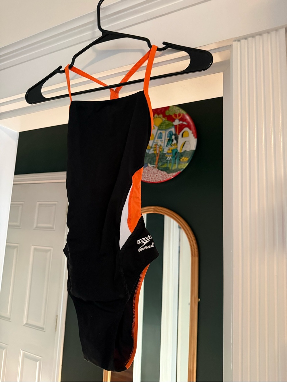 Speedo Endurance+ Black Orange One Piece Competition Swimsuit Size 26